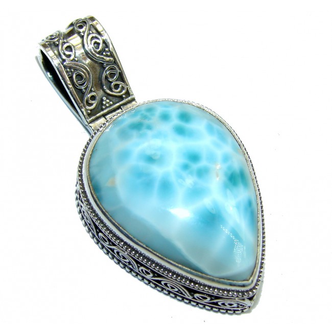 Amazing Vintage Style AAA Blue Larimar Sterling Silver Pendant