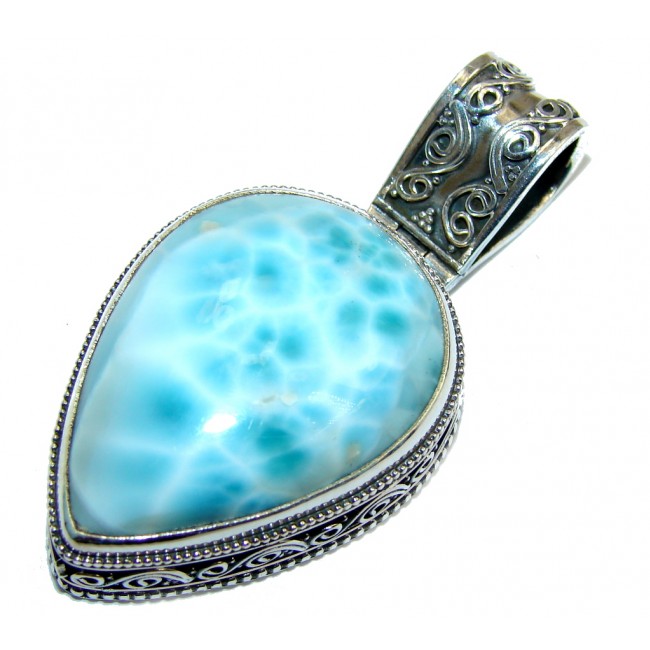 Amazing Vintage Style AAA Blue Larimar Sterling Silver Pendant