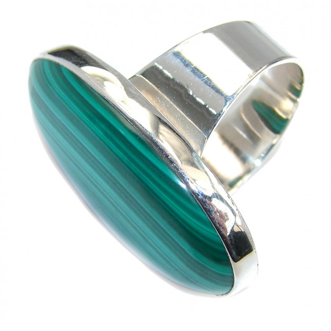 Big! Natural AAA Green Malachite Sterling Silver ring s. 7 1/4