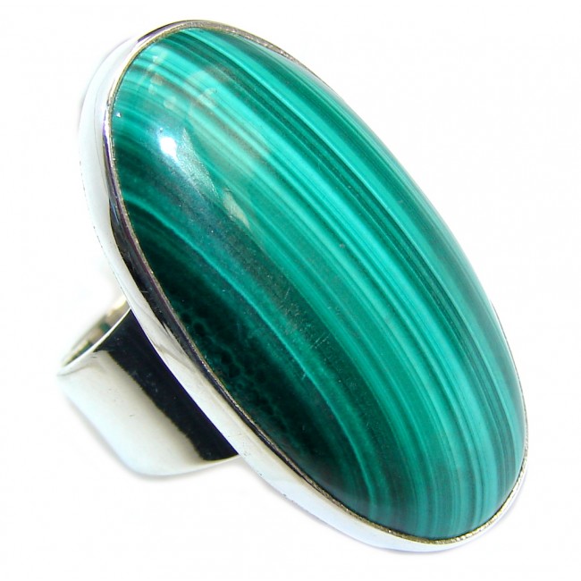 Big! Natural AAA Green Malachite Sterling Silver ring s. 7 1/4