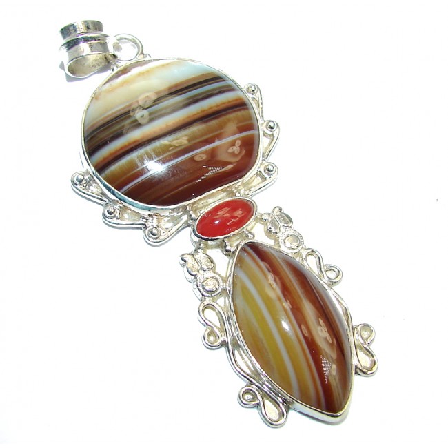 Natural Lace Botswana Agate Sterling Silver Pendant