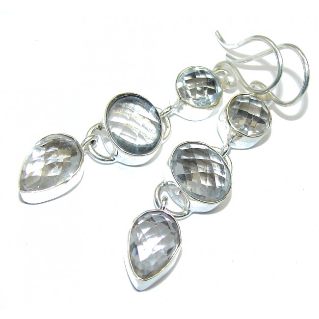 Dangle White Topaz Sterling Silver earrings / Long