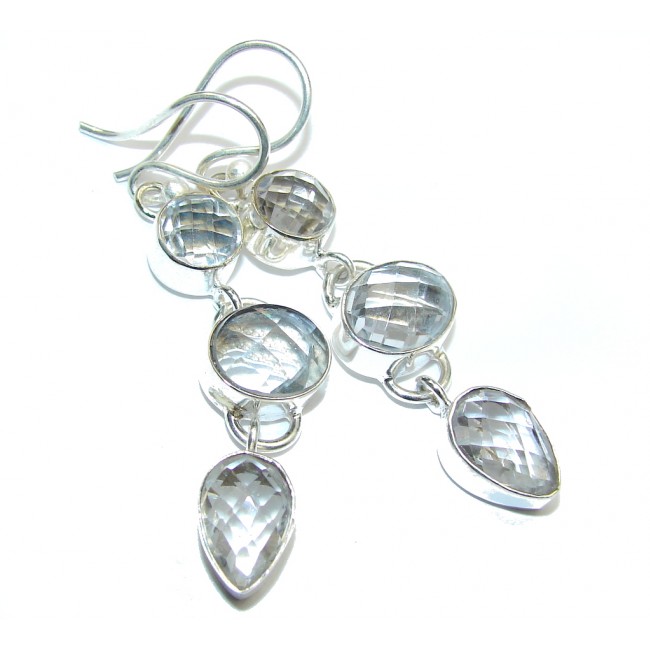 Dangle White Topaz Sterling Silver earrings / Long