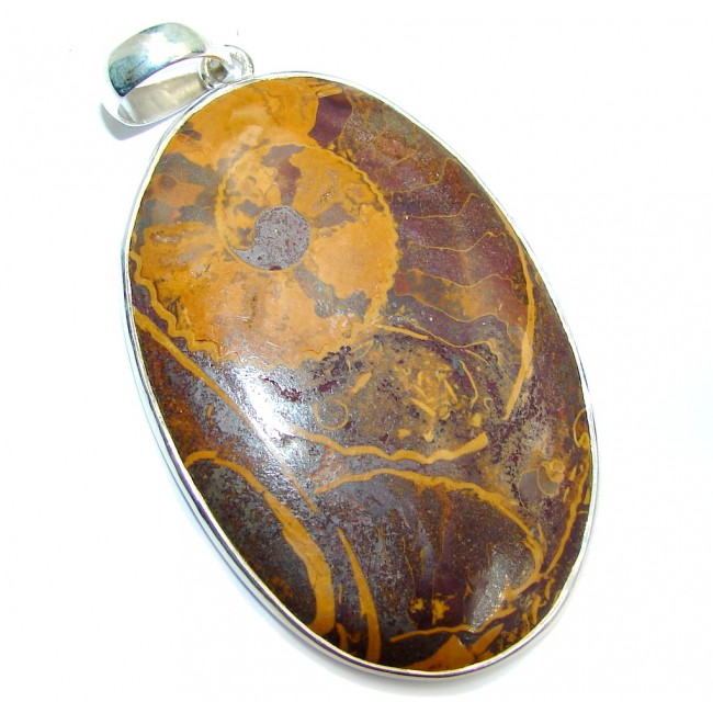 Simple Brown Fossilized Crinoid Sterling Silver pendant