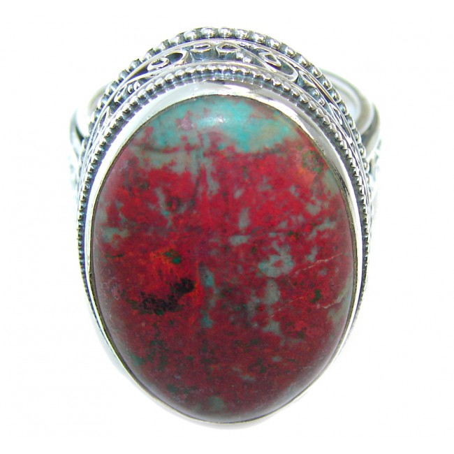 Big Perfect Red Sonora Jasper Sterling Silver Ring s. 9