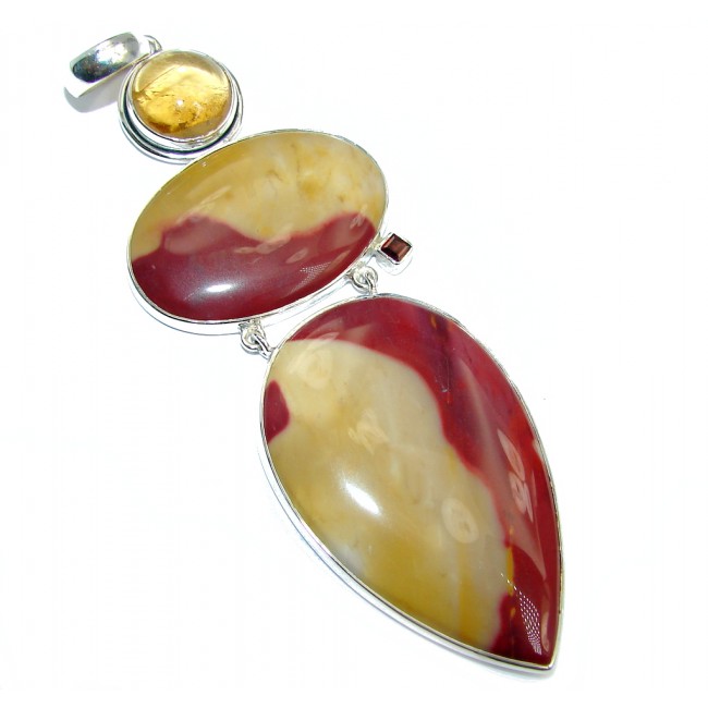 Large AAA Natural Australian Mookaite Sterling Silver Pendant