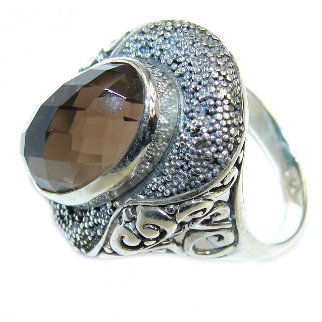 Perfect Brown Smoky Topaz Sterling Silver ring s. 8