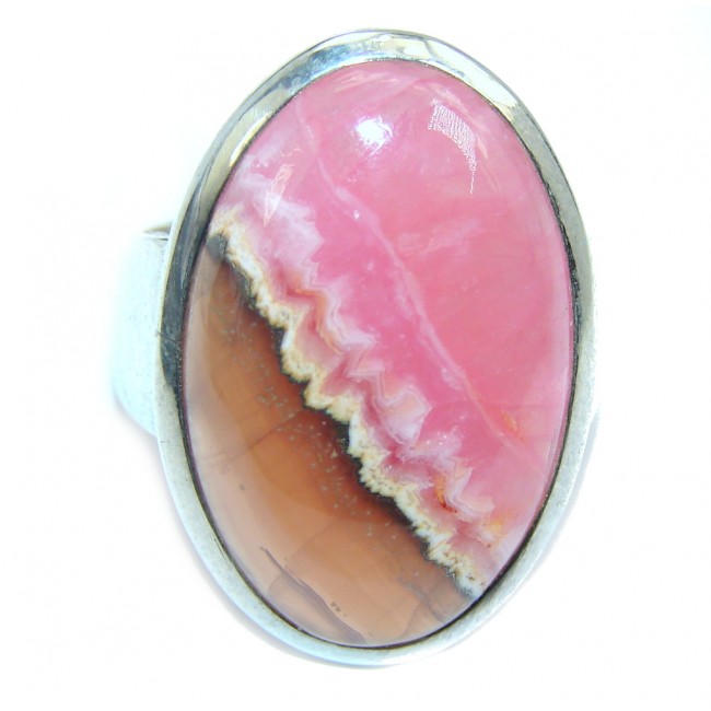 Excellent quality Pink Rhodochrosite Sterling Silver Ring s. 7 1/2