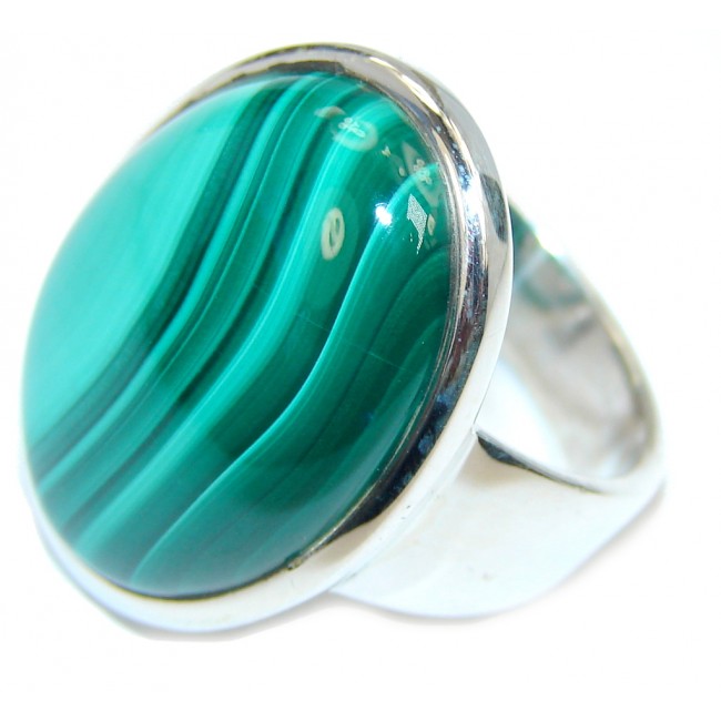Natural AAA Green Malachite Sterling Silver ring s. 7 1/4