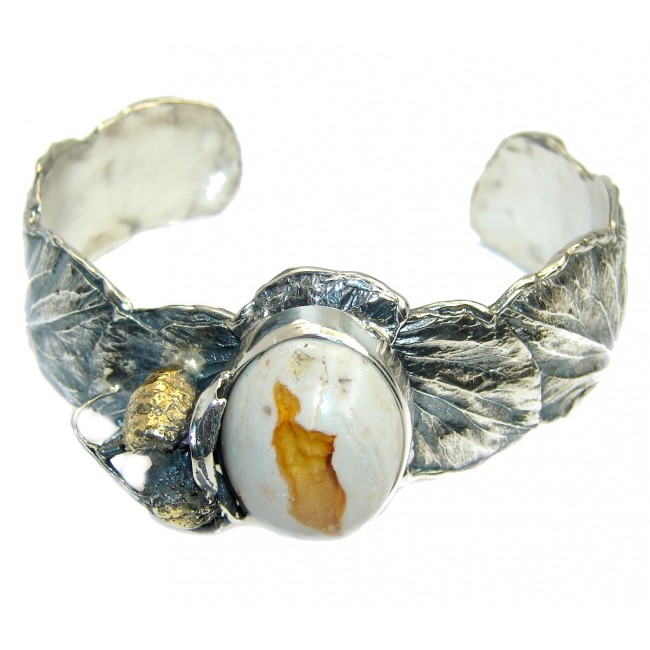 Working Bee AAA Mexican Fire Opal & Gold Over Sterling Silver Bracelet / Cuff