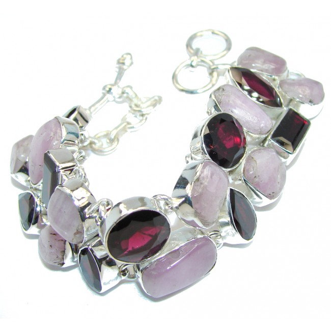 Lavender Beauty Purple Sugalite & Garnet Sterling Silver Bracelet