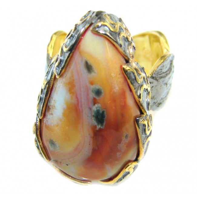 Perfect Mystic Mookaite Black Rhodium Gold over Sterling Silver Ring s. 6 1/4
