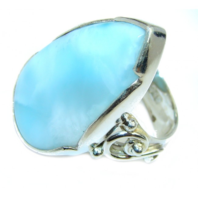 Big Genuine Blue Larimar Sterling Silver Ring s. 9