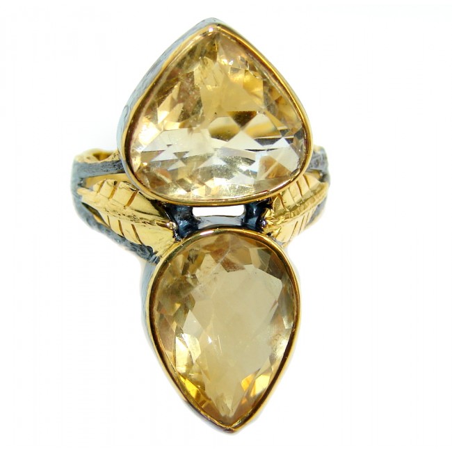 Summer Blast Citrine Gold Rhodium plated over Sterling Silver Ring s. 7 1/4