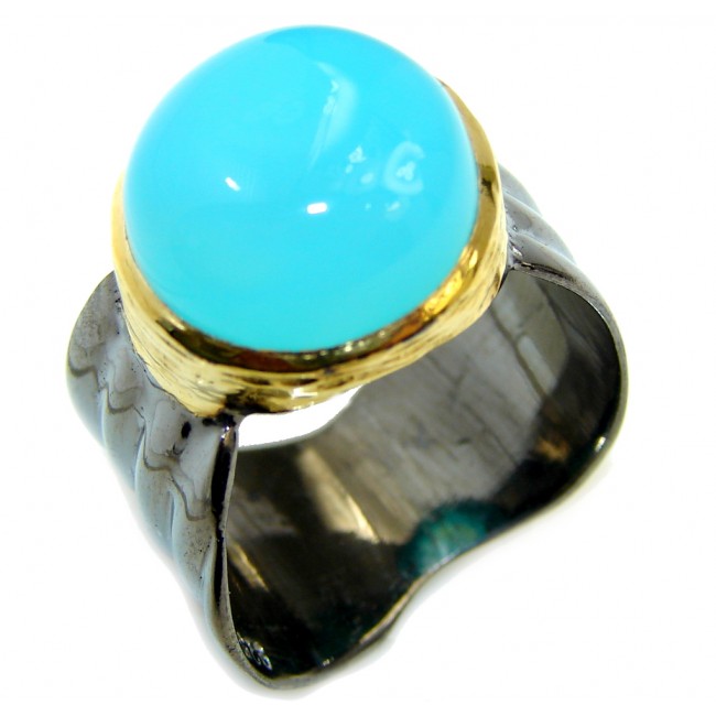 Calming Minds Mint Agate Two Tones Gold over Sterling Silver Ring s. 7 1/2
