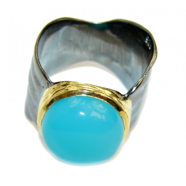 Calming Minds Mint Agate Two Tones Gold over Sterling Silver Ring s. 7 1/2