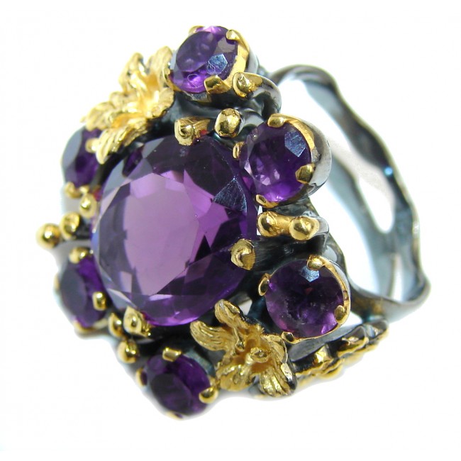 True Emotion Created Alexandrite Gold Rhodium Sterling Silver Ring s. 6