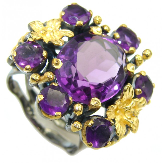 True Emotion Created Alexandrite Gold Rhodium Sterling Silver Ring s. 6