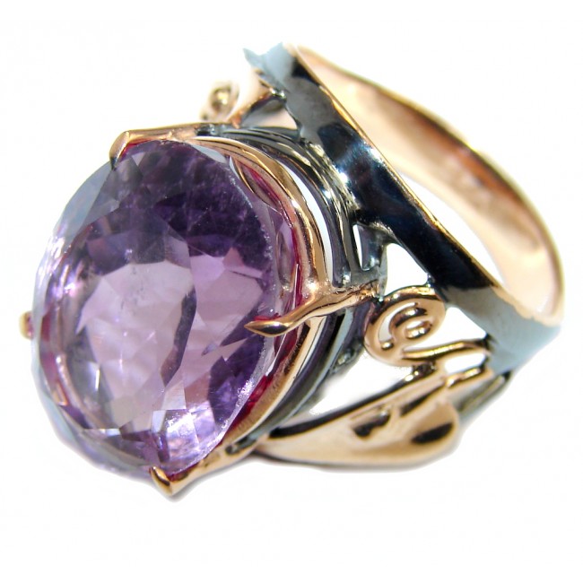 Perfect Amethyst Gold Rhodium obver Sterling Silver Ring s. 7