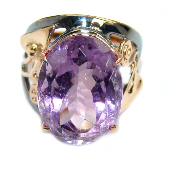 Perfect Amethyst Gold Rhodium obver Sterling Silver Ring s. 7