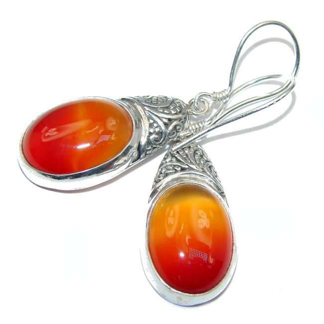 Simple Beauty Orange Carnelian Sterling Silver earrings