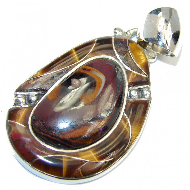 Amazing AAA Koroit Opal & Tigers Eye Sterling Silver Pendant