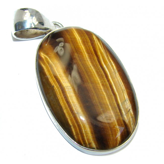 Awesome AAA Golden Tigers Eye Sterling Silver Pendant