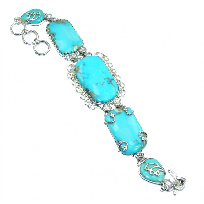 Amazing Corrico Lake Blue Turquoise Sterling Silver Bracelet