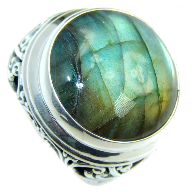 Totally Oversized AAA Fire Labradorite Sterling Silver ring s. 9