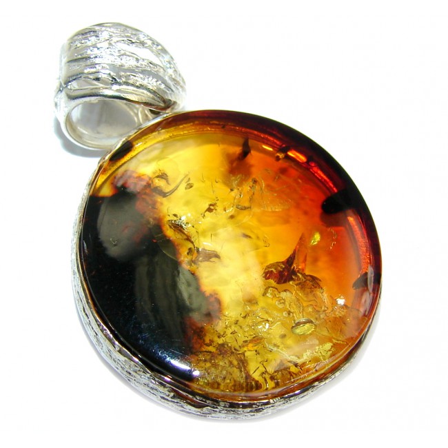 Back to Nature Baltic Polish Amber Sterling Silver Pendant