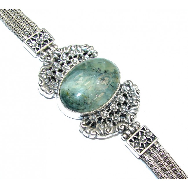 Green Ivy AAA + Moss Prehnite Sterling Silver Bracelet