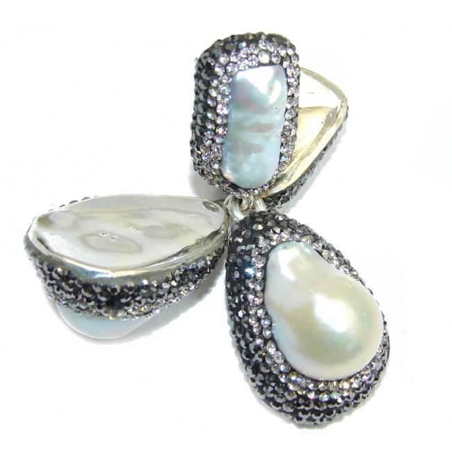 big Classic Beauty Mother Of Pearl & Spinel Sterling Silver earrings