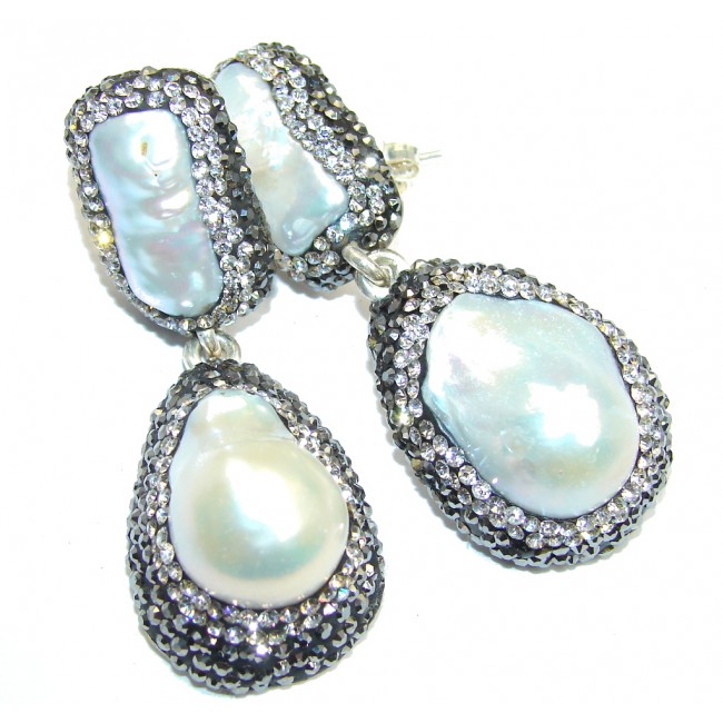big Classic Beauty Mother Of Pearl & Spinel Sterling Silver earrings
