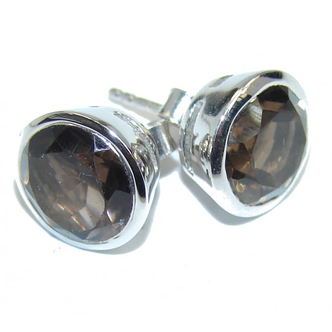 Genuine Brown Smoky Quartz Sterling Silver earrings