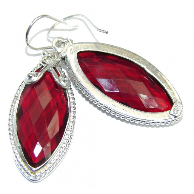 True Love Red Garnet color Quartz Sterling Silver earrings