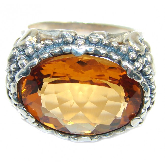 Big! Very Beautiful Golden Topaz Sterling Silver ring s. 10