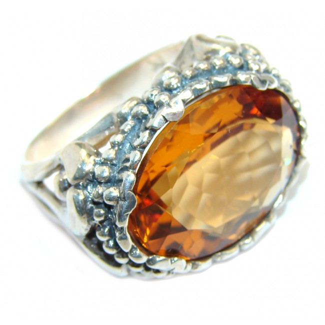Big! Very Beautiful Golden Topaz Sterling Silver ring s. 10