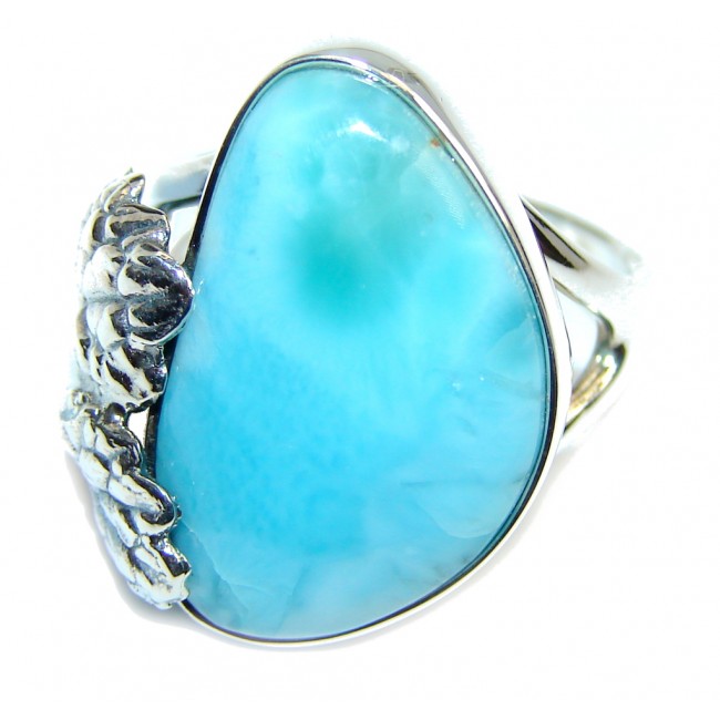 Amazing AAA quality Blue Larimar Sterling Silver Ring s. 8 3/4