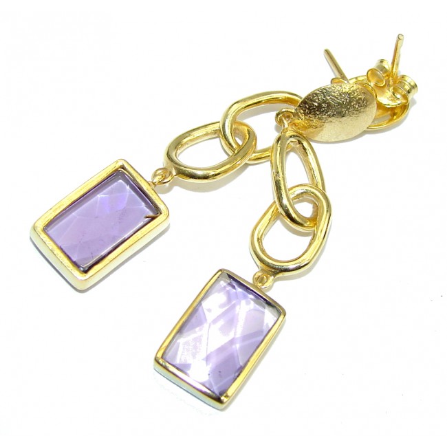Perfect Gift Lilac Quartz Gold Over Sterling Silver Earrings