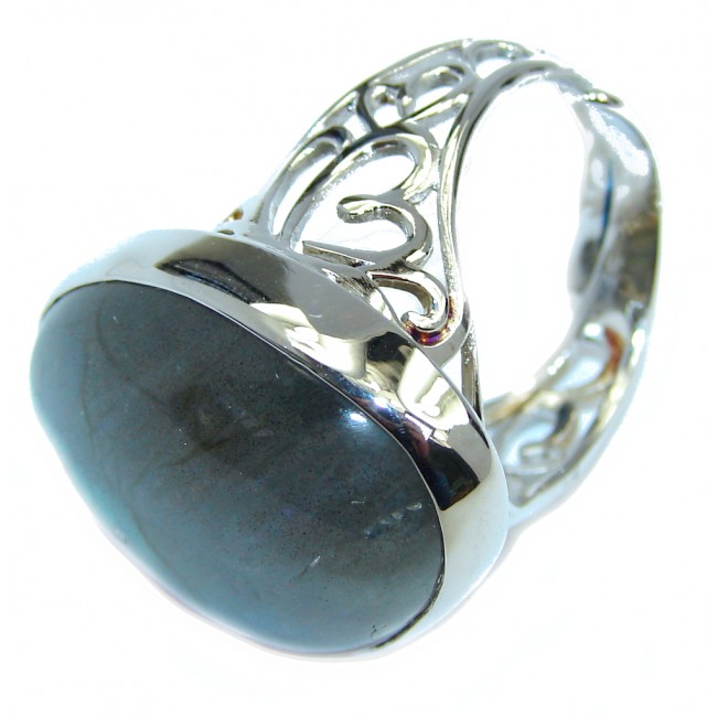 Captured Fire AAA Labradorite Sterling Silver Ring s. 7 - adjustable