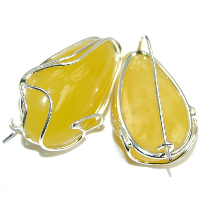 Exclusive Butterscotch Polish Amber Sterling Silver Earrings