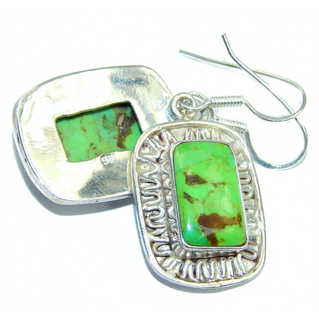 Genuine Green Turquoise Sterling Silver earrings
