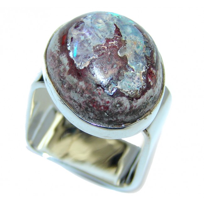 Fabulous Mexican Fire Opal Sterling Silver Ring s. 6 3/4