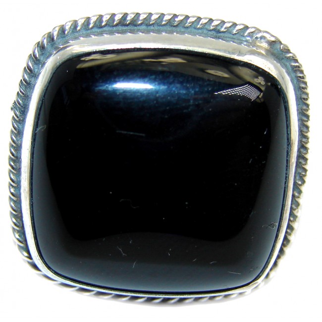 Amazing AAA Black Onyx Sterling Silver ring s. 5 3/4