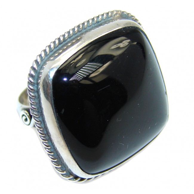 Amazing AAA Black Onyx Sterling Silver ring s. 5 3/4