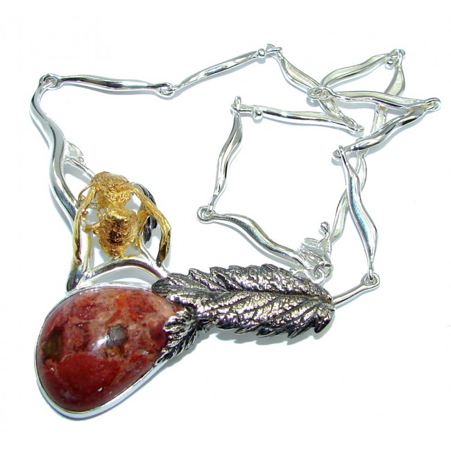 Resting Bee Mexican Fire Opal Gold plated Sterling Silver Necklaces