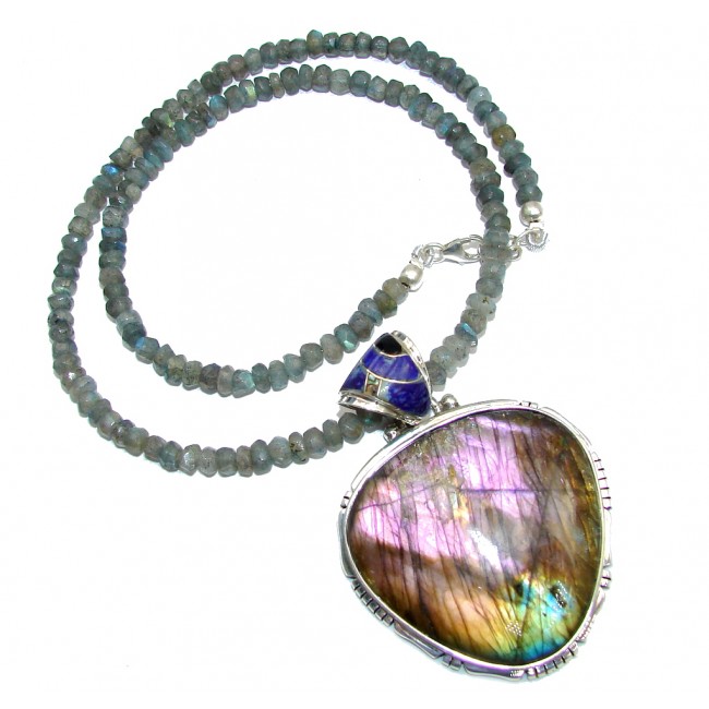 Cloud Of Desire AAA Fire Labradorite Sterling Silver necklace