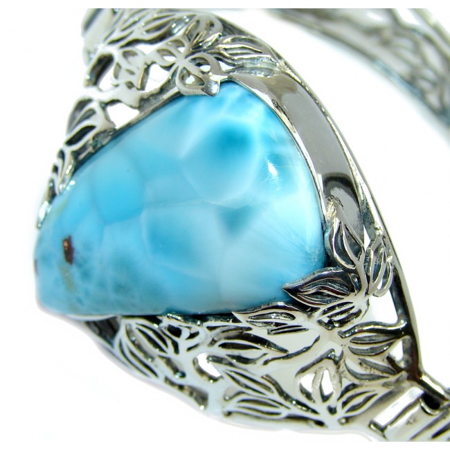 Perfect Design AAA Blue Larimar Sterling Silver Bracelet / Cuff