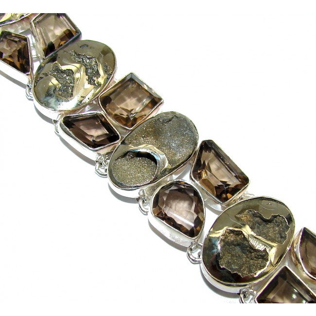Gorgeous Designs Golden Druzy Sterling Silver Bracelet