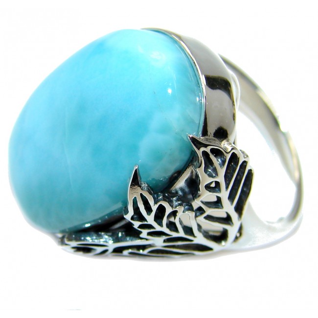 Amazing AAA quality Blue Larimar Sterling Silver Ring s. 7 1/4